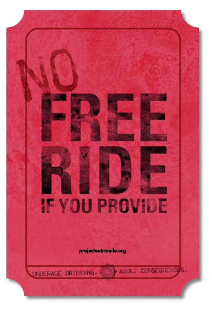 Red ticket that says "no free ride if you provide" 